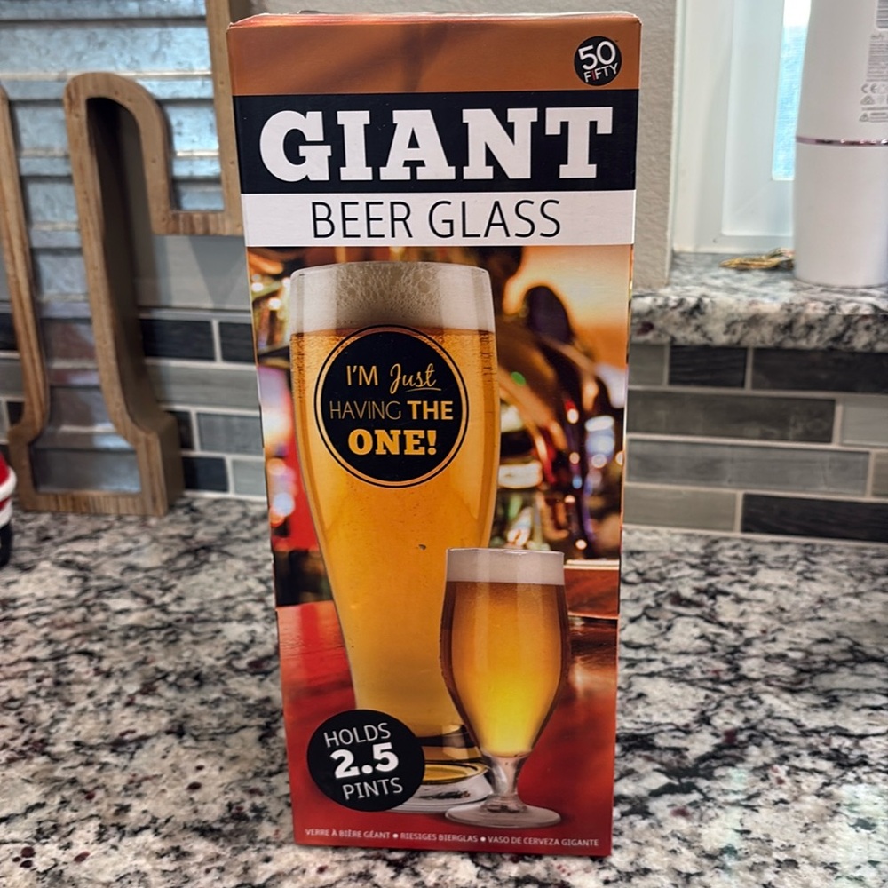 New!  Giant Beer Glass 2.5 pints.  “I’m just having the one”